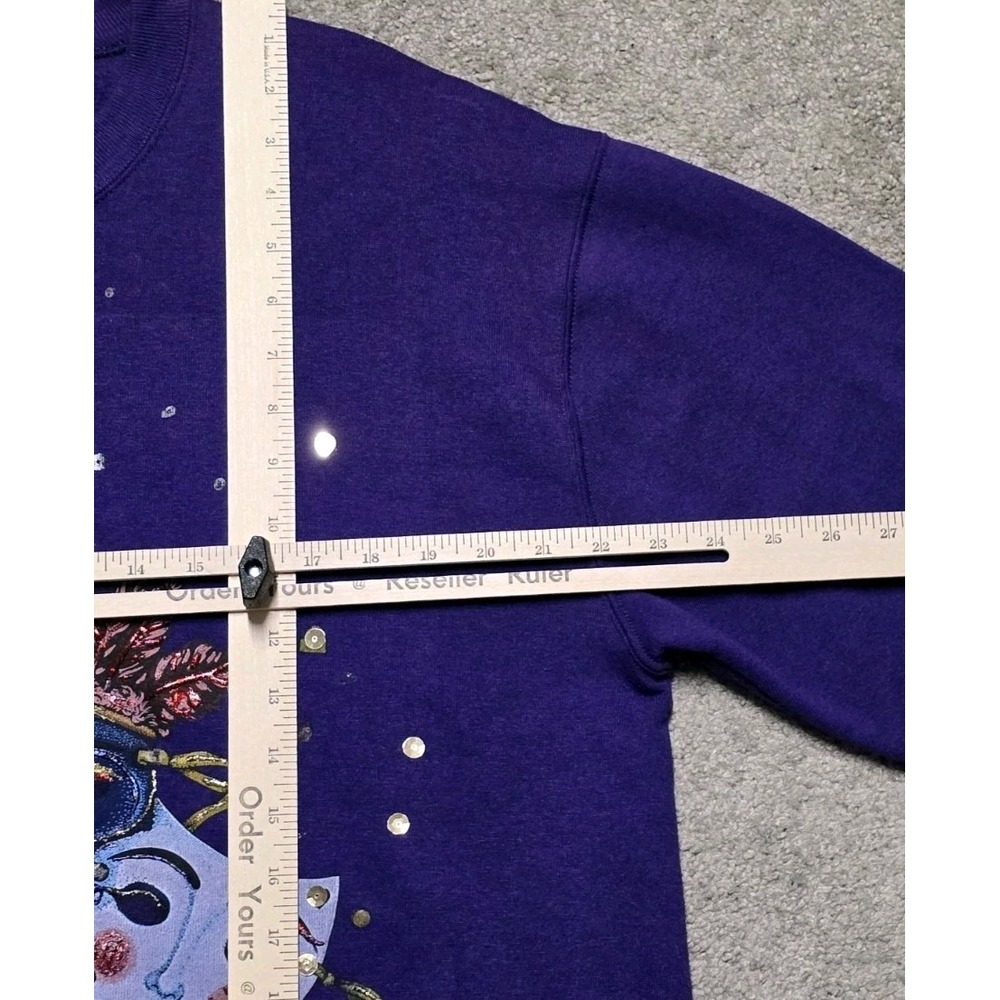 80s Vintage Mardi Gras Sweatshirt Mens XL Purple Russell‎ Athletic Made In USA - Picture 16 of 16